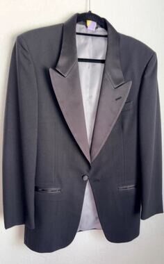 Christian Dior Monsieur Tuxedo Satin Peak Lapel Black Wool Vtg Jacket Coat | 35R